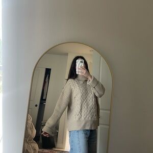 Banana Republic Gray Cable Knit Turtleneck Sweater